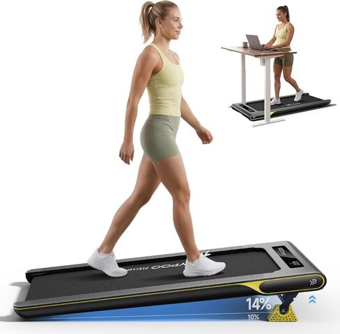 YPOO Walking Pad Treadmill with Incline, Under Desk Portable Waking Pad for Home Office, 14% Incline 2.5HP, 350LBS Capacity, App & Remote Control in Saudi Arabia