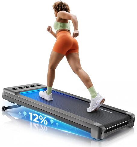 جهاز المشي MERACH UltraWalk W60 مع انحدار تلقائي بنسبة 12%، وسادة مشي تحت المكتب بسعة 400 رطل، وسادة مشي شديدة التحمل بقوة 3.5 حصان كحد أقصى مع انحدار للأشخاص طويلي القامة مع مكبر صوت BT، ضوء RGB وتطبيق in Kuwait
