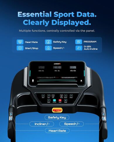 LIJIUJIA Treadmill for Home,Treadmills with 0%-15% Auto Incline,3HP Brushless,300 LBS,LED Display,Pulse Monitor in Kuwait