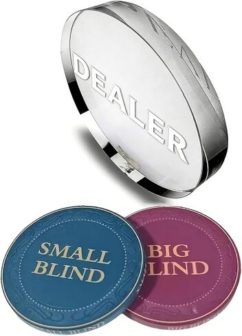 [3pcs ] Crystal Poker Dealer Button, Dealer, Big Blind, Small Blind, Round Dealer Button for Poker Card, Ceramic Large and Small Blindness Blind, Can be Reused in Kuwait