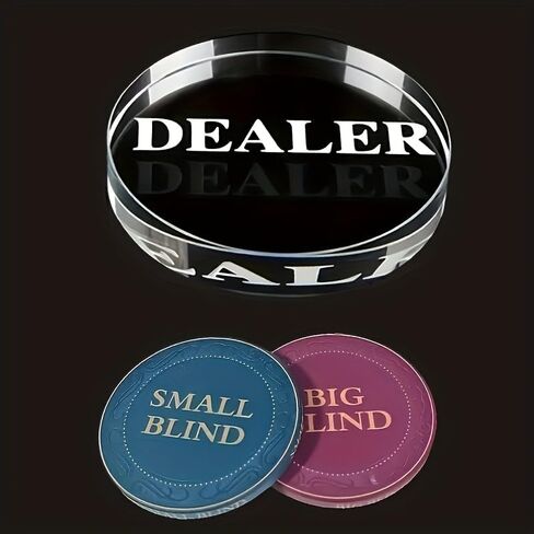 [3pcs ] Crystal Poker Dealer Button, Dealer, Big Blind, Small Blind, Round Dealer Button for Poker Card, Ceramic Large and Small Blindness Blind, Can be Reused in Kuwait
