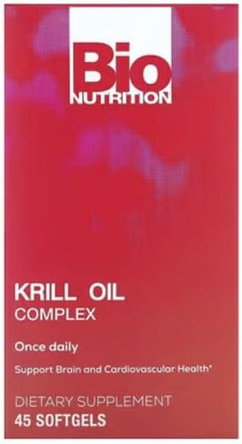 Bio Nutrition Krill Oil Complex 45 SoftGels | 500mg | مرة واحدة يوميا | يدعم لحام المناعة | الجودة من مصادر | أوميغا 3 6 و 9 in Kuwait