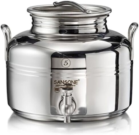 WATER VERSION La Nuova Sansone Stainless Fusti Tank - 10L (2.6 Gal) for Fermentation or Storage Includes Spigot in Kuwait