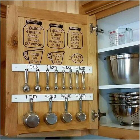 Set Kitchen Baking Cooking Cups Spoons Vinyl Decals - Measuring CONVERSIONS in Kuwait