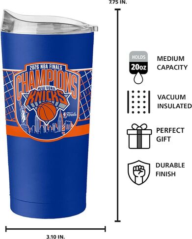 شعار العلامات التجارية New York Knicks NBA Finals Champs 20 أونصة من الفولاذ المقاوم للصدأ بهلوان - شعار NBA Finals Champs الرسمي، لون الفريق، 20 أونصة سائلة in Kuwait