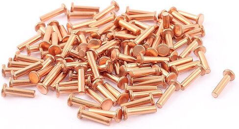 100Pcs Copper Solid Rivets, 3/32" x 25/64" Flat Head Rivet Metal Fasteners for Electrical Applications, Leather Working Supplies in Kuwait