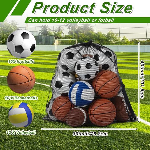 SHENLIU 6 Pack Extra Large Sports Ball Bag Mesh, 30" x 40" Drawstring Sports Soccer Basketball Bag with Adjustable Shoulder Strap Heavy Duty Sport Net Sack forFootball Volleyball Gym Equipment in Kuwait