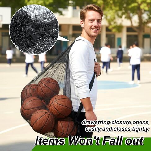 SHENLIU 6 Pack Extra Large Sports Ball Bag Mesh, 30" x 40" Drawstring Sports Soccer Basketball Bag with Adjustable Shoulder Strap Heavy Duty Sport Net Sack forFootball Volleyball Gym Equipment in Kuwait