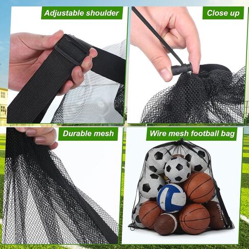 SHENLIU 6 Pack Extra Large Sports Ball Bag Mesh, 30" x 40" Drawstring Sports Soccer Basketball Bag with Adjustable Shoulder Strap Heavy Duty Sport Net Sack forFootball Volleyball Gym Equipment in Kuwait