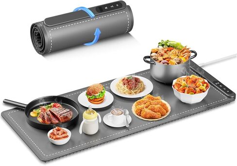 Fast Heating Warming Mat for Food, XL 36"x16", Electric Food Warmer with 6 Level Adjustable Temperature and 6 Hours Timer, Full-Surface Portable Warming Pad Trays for Buffets Party in Kuwait