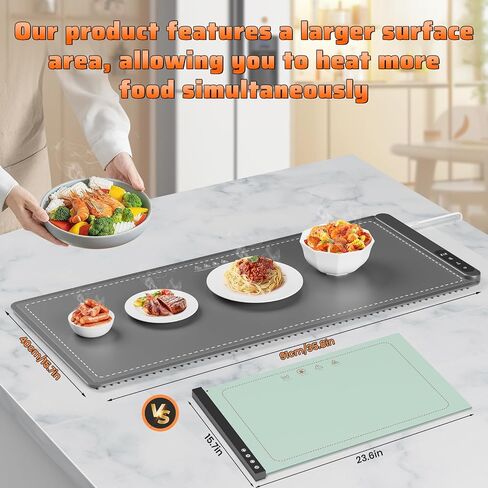 Fast Heating Warming Mat for Food, XL 36"x16", Electric Food Warmer with 6 Level Adjustable Temperature and 6 Hours Timer, Full-Surface Portable Warming Pad Trays for Buffets Party in Kuwait