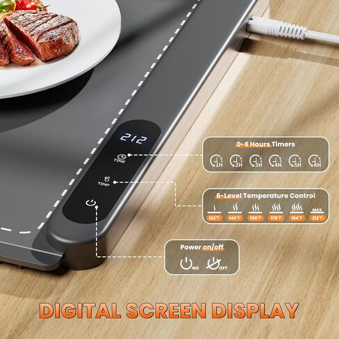 Fast Heating Warming Mat for Food, XL 36"x16", Electric Food Warmer with 6 Level Adjustable Temperature and 6 Hours Timer, Full-Surface Portable Warming Pad Trays for Buffets Party in Kuwait