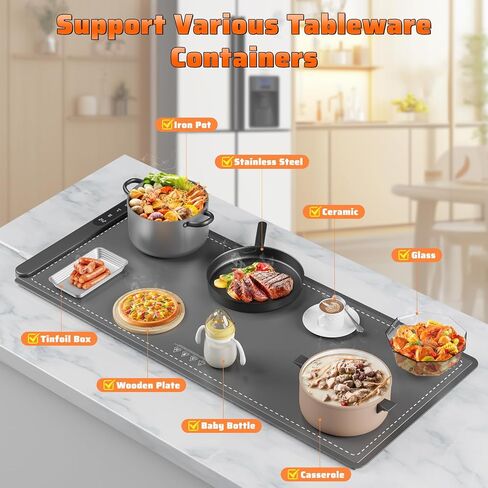 Fast Heating Warming Mat for Food, XL 36"x16", Electric Food Warmer with 6 Level Adjustable Temperature and 6 Hours Timer, Full-Surface Portable Warming Pad Trays for Buffets Party in Kuwait