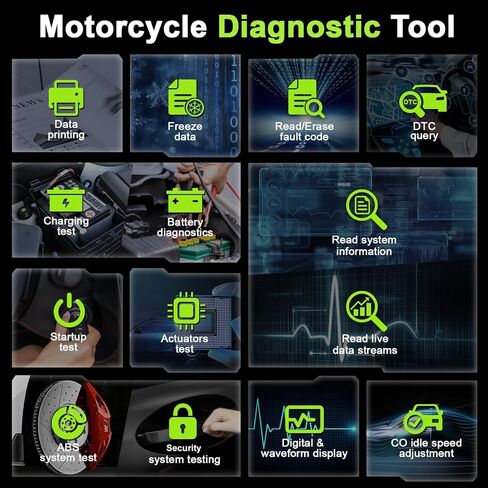 Motorcycle Scanner Diagnostic Tool, Battery Tester for Motorbike with Printer, Motorcycle Check Engine Code Reader, Read/Clear Fault Code, M300 in Saudi Arabia