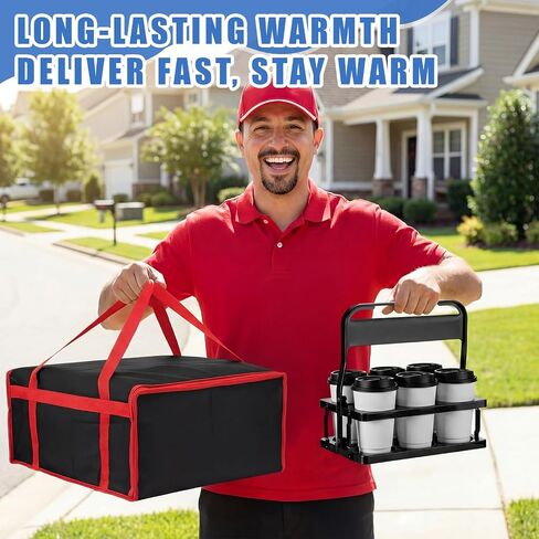 3 Set Insulated Food Delivery Bag Kits 23" x 15" x 14" Insulated Delivery Bag Pizza Warmer Bags Cooler Drink Carrier Cold Warmer Accessories for Travel Car Catering Retail Shopping Basket in Kuwait