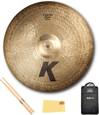Zildjian K0965 20" K Custom Dark Ride Cymbal | حزمة مع أعواد الطبل، وحقيبة أعواد الطبل، وقماش تلميع أوستن بازار in Kuwait