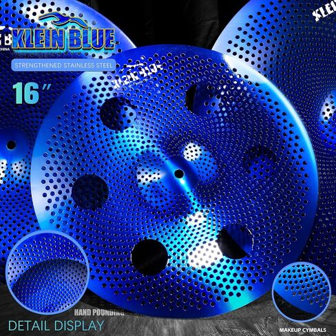 7-Piece Low-Volume Silent Cymbal Set – Blue. Includes 10″ Splash, pair of 14″ Hi-Hats, 16″ Crash, 16″ Trash Crash, 18″ China, and 20″ Ride. Noise practice and studio use-Factory Direct. in Kuwait