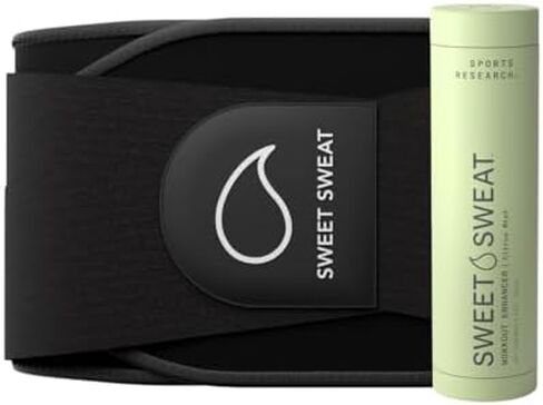 Sports Research® Premium Sweat Enahancing Fitness Pack - Sweet Sweat Waist Trimmer Pro Series (M-L/Black) & Workout Enhancer Gel Stick (Citrus Mint, 6.4oz) in Saudi Arabia