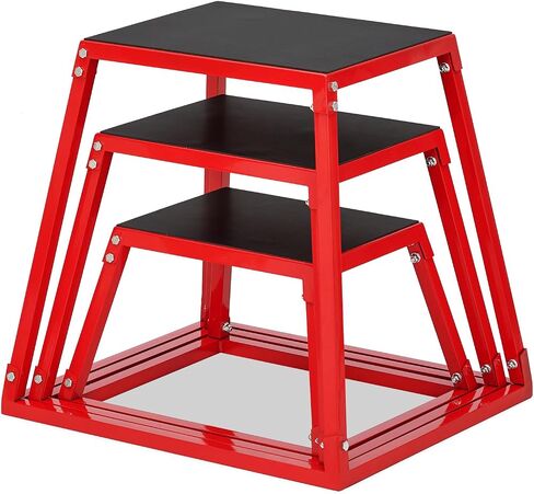Heavy-Duty Steel Plyo Boxes, Plyometric Jump Box Set for Home Gym – Anti-Slip Rubber Pad, High Stability, 550lbs Capacity – Strength & Conditioning Equipment – 12/18/24 inch Step Platforms, Retacgular in Kuwait
