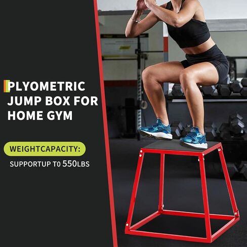 Heavy-Duty Steel Plyo Boxes, Plyometric Jump Box Set for Home Gym – Anti-Slip Rubber Pad, High Stability, 550lbs Capacity – Strength & Conditioning Equipment – 12/18/24 inch Step Platforms, Retacgular in Kuwait
