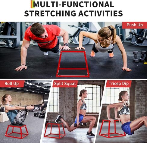 Heavy-Duty Steel Plyo Boxes, Plyometric Jump Box Set for Home Gym – Anti-Slip Rubber Pad, High Stability, 550lbs Capacity – Strength & Conditioning Equipment – 12/18/24 inch Step Platforms, Retacgular in Kuwait