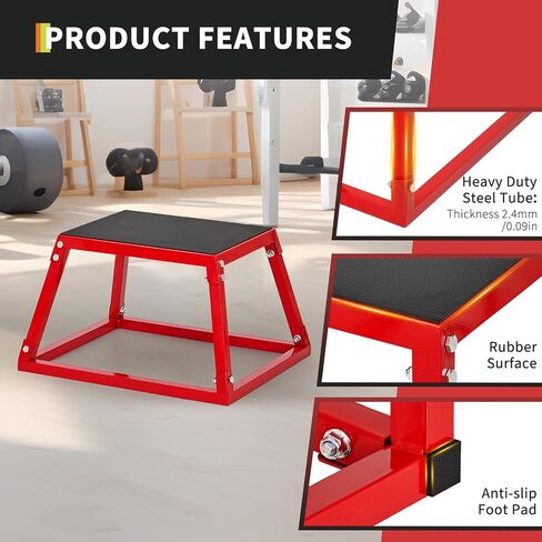 Heavy-Duty Steel Plyo Boxes, Plyometric Jump Box Set for Home Gym – Anti-Slip Rubber Pad, High Stability, 550lbs Capacity – Strength & Conditioning Equipment – 12/18/24 inch Step Platforms, Retacgular in Kuwait