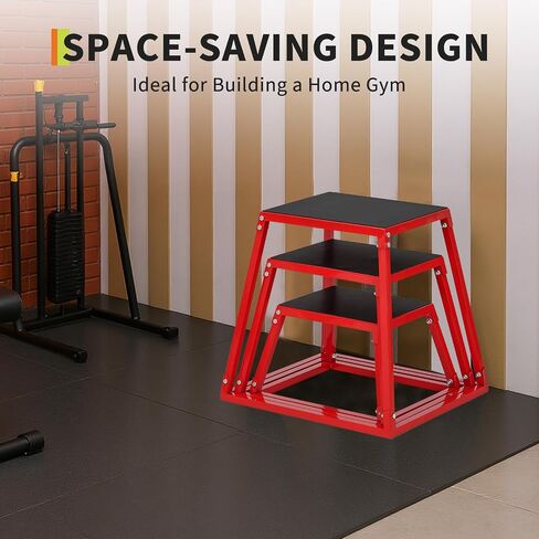 Heavy-Duty Steel Plyo Boxes, Plyometric Jump Box Set for Home Gym – Anti-Slip Rubber Pad, High Stability, 550lbs Capacity – Strength & Conditioning Equipment – 12/18/24 inch Step Platforms, Retacgular in Kuwait