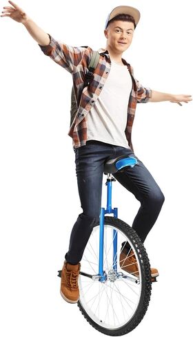 Outdoor Wheel Unicycle 24 Inch Blue, Height Adjustable One Wheel Bike, Single Wheel Bicycle for Adults Teens, Beginner Freestyle Unicycle with Alloy Rim in Kuwait