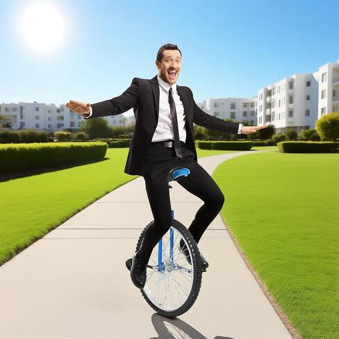 Outdoor Wheel Unicycle 24 Inch Blue, Height Adjustable One Wheel Bike, Single Wheel Bicycle for Adults Teens, Beginner Freestyle Unicycle with Alloy Rim in Kuwait
