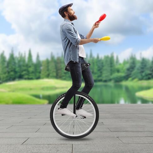 Outdoor Wheel Unicycle 24 Inch Black, Height Adjustable One Wheel Bike, Single Wheel Bicycle for Adults Teens, Beginner Freestyle Unicycle with Alloy Rim in Kuwait