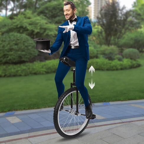 Outdoor Wheel Unicycle 24 Inch Black, Height Adjustable One Wheel Bike, Single Wheel Bicycle for Adults Teens, Beginner Freestyle Unicycle with Alloy Rim in Kuwait