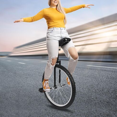 Outdoor Wheel Unicycle 24 Inch Black, Height Adjustable One Wheel Bike, Single Wheel Bicycle for Adults Teens, Beginner Freestyle Unicycle with Alloy Rim in Kuwait