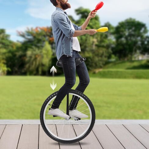 Outdoor Wheel Unicycle 24 Inch Black, Height Adjustable One Wheel Bike, Single Wheel Bicycle for Adults Teens, Beginner Freestyle Unicycle with Alloy Rim in Kuwait