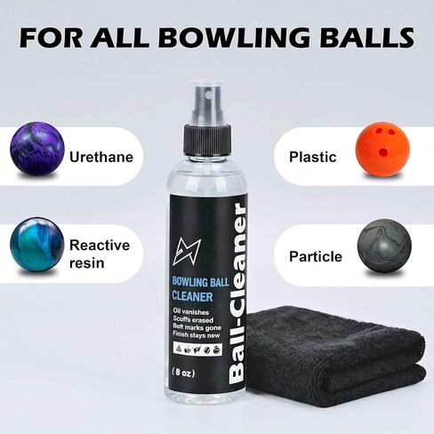 Bowling Ball Cleaner with Microfiber Towel, 8oz Bowling Ball Polish Cleaning Spray, Removes Scuff Marks, Oil, Dust, and Belt Marks, Restores Tack & Hook, Gentle Formula for All Types of Balls in Kuwait