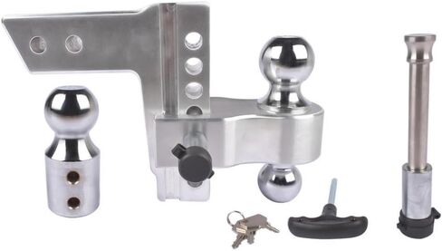 Silver Adjustable Trailer Hitch Replaceable Tri Balls Fits 2.5 Inch Receiver 6 Inch Drop 18500lbs in Kuwait