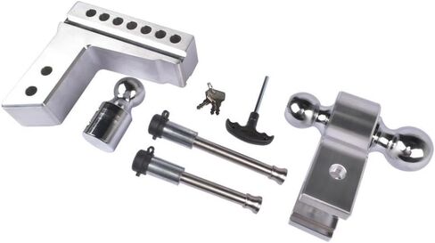 Silver Adjustable Trailer Hitch Replaceable Tri Balls Fits 2.5 Inch Receiver 6 Inch Drop 18500lbs in Kuwait
