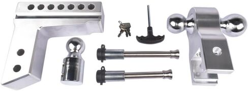 Silver Adjustable Trailer Hitch Replaceable Tri Balls Fits 2.5 Inch Receiver 6 Inch Drop 18500lbs in Kuwait