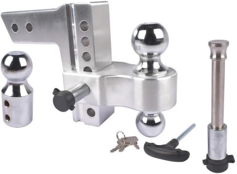 Silver Adjustable Trailer Hitch Replaceable Tri Balls Fits 2.5 Inch Receiver 6 Inch Drop 18500lbs in Kuwait