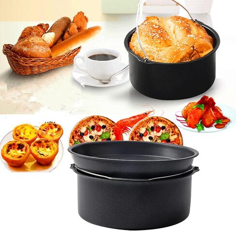 CHICIRIS Cake Baking Tray, Non Stick Cake Pan Baking Mold Carbon Steel for Electric Fryers Steamers, with Kitchen Tool for Desserts Stews, Fryer Accessories (8 Inch) in Kuwait