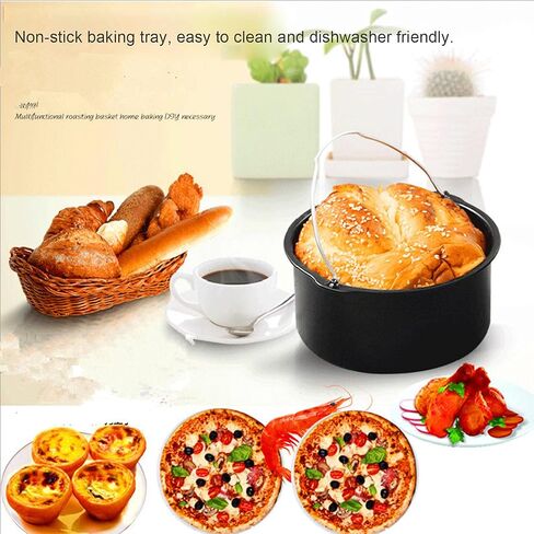 CHICIRIS Cake Baking Tray, Non Stick Cake Pan Baking Mold Carbon Steel for Electric Fryers Steamers, with Kitchen Tool for Desserts Stews, Fryer Accessories (8 Inch) in Kuwait