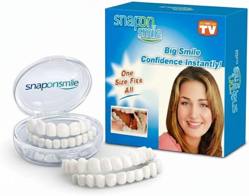 قشور Snap-On - مجموعة احترافية لتصحيح الابتسامة يمكنك صنعها بنفسك للرجال والنساء - مجموعة علوية وسفلية بيضاء مريحة وطبيعية - مثالية لإخفاء الفجوات والبقع والأسنان المفقودة - ملائمة للمنزل بسهولة in Kuwait