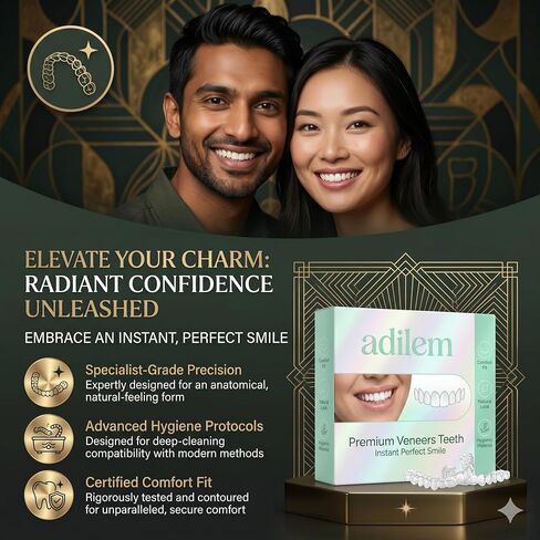 Temporary Dentures & Cosmetic Teeth Covers, Comfort Fit Snap-On Smile Veneers for Men and Women, Ultra-Thin Natural Looking Restoration Kit to Cover Gapped, Chipped or Yellowish Teeth in Kuwait