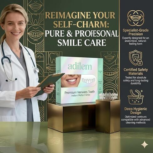 Temporary Dentures & Cosmetic Teeth Covers, Comfort Fit Snap-On Smile Veneers for Men and Women, Ultra-Thin Natural Looking Restoration Kit to Cover Gapped, Chipped or Yellowish Teeth in Kuwait