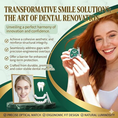 Temporary Dentures & Cosmetic Teeth Covers, Comfort Fit Snap-On Smile Veneers for Men and Women, Ultra-Thin Natural Looking Restoration Kit to Cover Gapped, Chipped or Yellowish Teeth in Kuwait