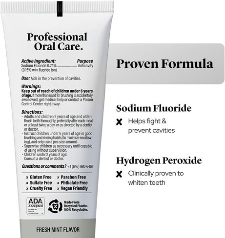 Whitening Powder + Ultra Whitening Toothpaste – Complete Whitening Bundle for Sensitive Teeth with Hydroxyapatite Fluoride & Hydrogen Peroxide – ADA Approved, Non-Abrasive & Vegan in Kuwait