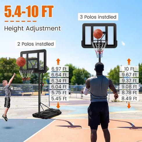 Basketball Hoop Outdoor 10ft Adjustable Portable Basketball Hoops & Goals System for Teens Youth and Adults in Backyard/Driveway/Indoor, 45 Inch Shatterproof Backboard, Fillable Base in Kuwait