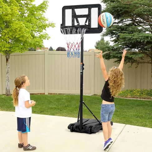 Kids Basketball Hoop, 5-7 ft Adjustable Height Portable Hoop with Wheels & Fillable Base - 28 Inch Shatterproof PC Backboard for Driveway, Backyard, Indoor & Outdoor Play in Kuwait