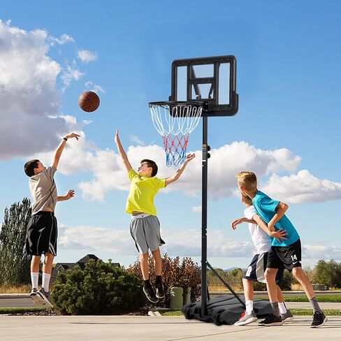 Kids Basketball Hoop, 5-7 ft Adjustable Height Portable Hoop with Wheels & Fillable Base - 28 Inch Shatterproof PC Backboard for Driveway, Backyard, Indoor & Outdoor Play in Kuwait