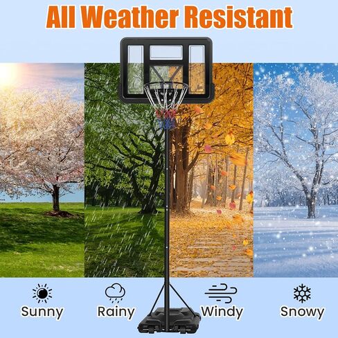Basketball Hoop Outdoor 10ft Adjustable Portable Basketball Hoops & Goals System for Teens Youth and Adults in Backyard/Driveway/Indoor, 45 Inch Shatterproof Backboard, Fillable Base in Kuwait