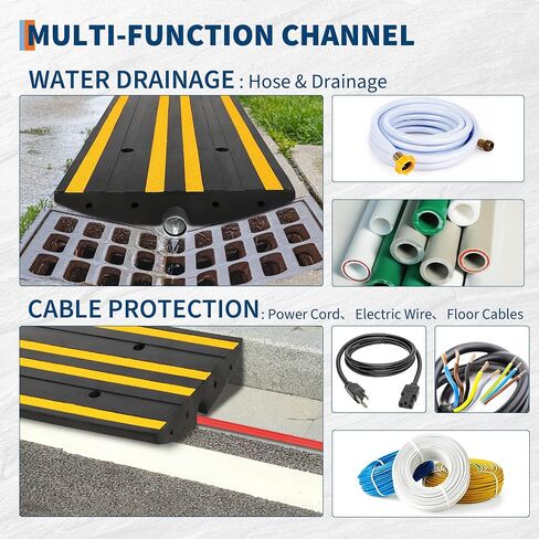 2 Pack 48" Commercial-Grade Rubber Driveway Ramps with Drainage Channels, Low-Profile Curb & Gutter Ramps for Vehicles, Wheelchairs & Carts, All-Weather Garage & Driveway Accessibility Solution in Kuwait